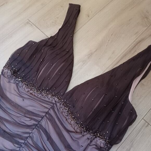 JS Boutique Vintage 90s Mesh Overlay Midi Gown Size 6 EUC - Picture 2 of 11